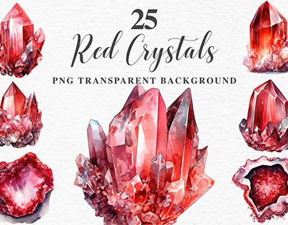 Red Crystals Gems Gemstones Geode Clipart PNG Junk