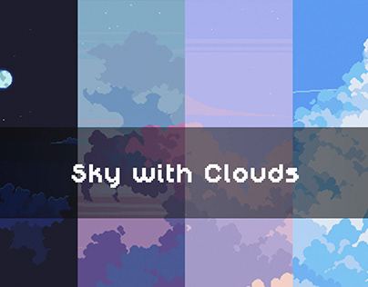 Free Sky with Clouds Background Pixel Art Set
