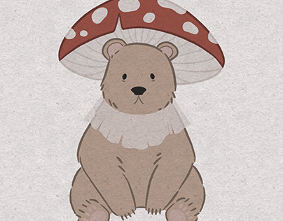 Mushroom Bear Print