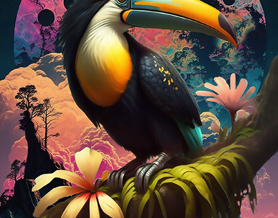 Toucan Moon - Mix of Ai and Photoshop