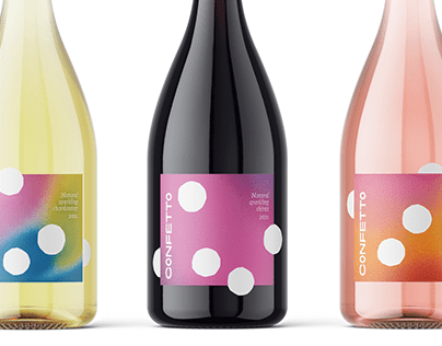 Confetto sparkling wine branding and label design