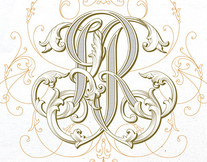 Handlettered KR monogram design