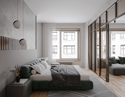 Project Green minimalism design 2022.Bedroom