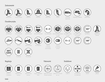 Technical icon pack for furniture accessories
