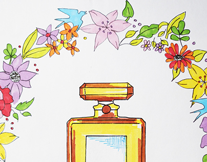 Perfume & Flower Illustration