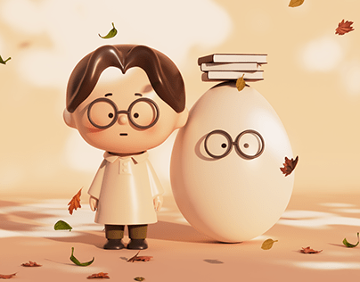 Standing Egg 3D Character Artwork