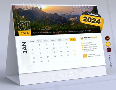 Desk Calendar 2024 Template