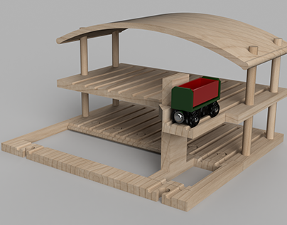 Wooden Train Lift and Garage