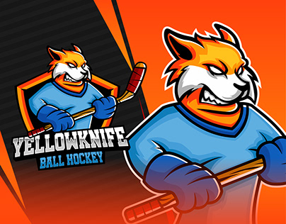 Yellow Knife Ball Hockey Mascot Logo