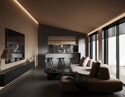 Kitchen-living room visualization in Belgium