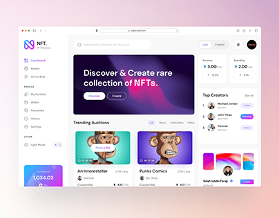 NFT Dashboard concept for Marketplace