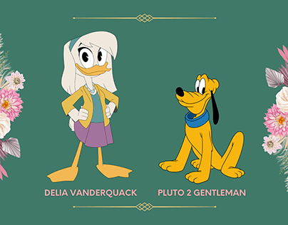 Delia & Dixie Vanderquack and Pluto 2 Gentleman
