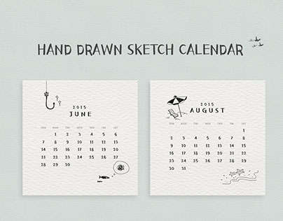 Hand drawn sketch 2015 calendar
