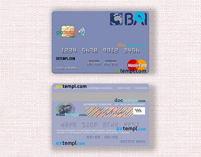 Portugal Banco BAI Europa mastercard template