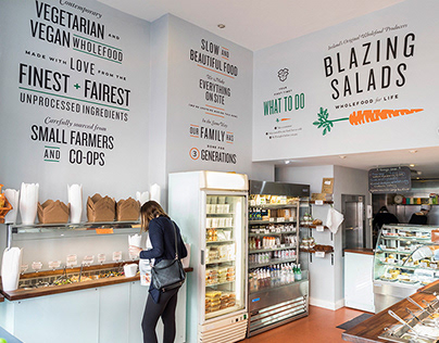 Blazing Salads Interior and Packaging