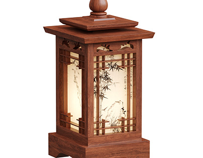 Antique Alive Carved Wood Lamp