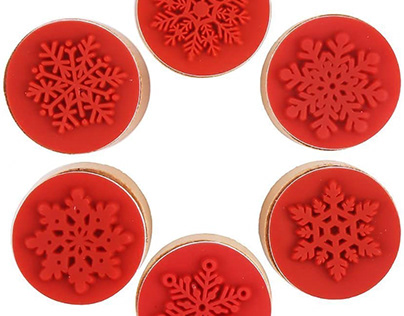 DECORA 6 Pieces Snowflake Floral Wooden Rubber Stamps