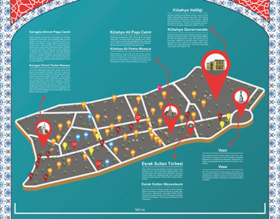 Kütahya ''Cumhuriyet Caddesi'' Tourist Map