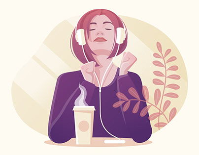 The girl listening music