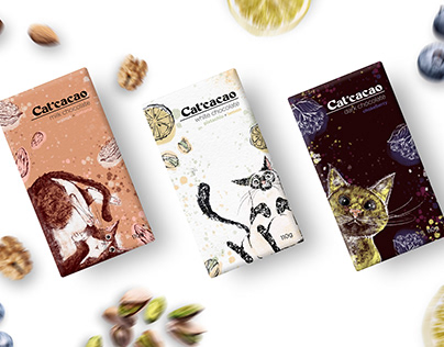 Catcacao Chocolate - Packaging, illustration design