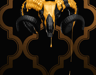 Ram Skull - Black and Gold