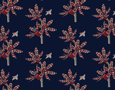 Flowers & Bees - surface pattern design for fabric