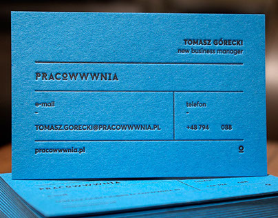 pracoWWWnia, wizytówki letterpress business card