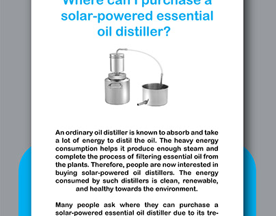 I purchase a solar-powered essential oil distiller?
