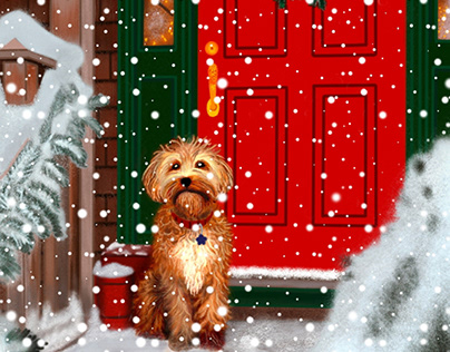 Рисунок собаки в снежный день