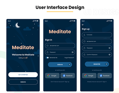 Meditate Mobile App UI/UX Design
