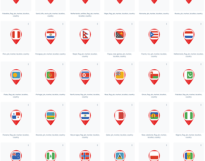 World flags pins marker icons navigation