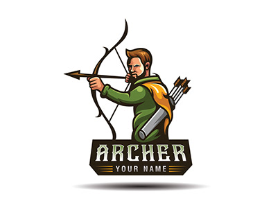archer hunting mascot character logo design