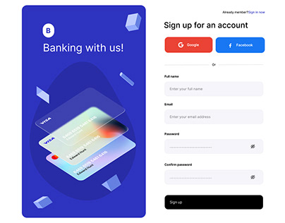 Log in/Sign up Landing page