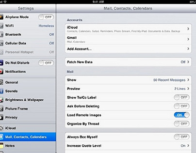 Mail, Contacts, and Calendars Account on iPhone