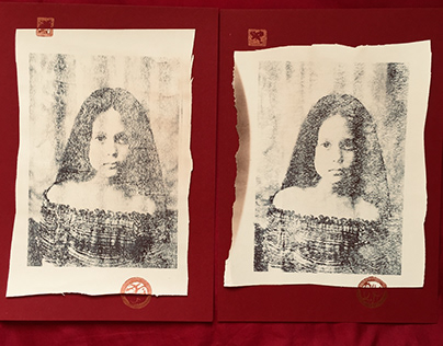 Little sisters | handmade photogravure | monotype