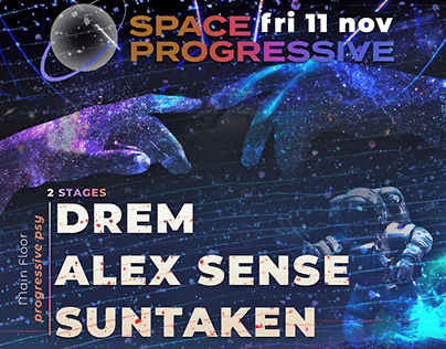 Party Poster for Space Progressive, Athens, Greece.