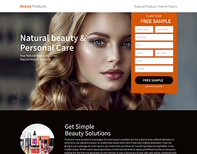 Beauty Products website layout design
