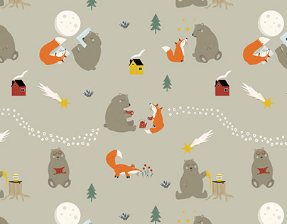 Pattern design for children's: fairy tale in the forest