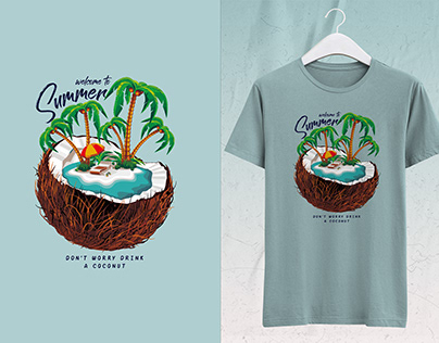 summer slogan with coconuts graphic vector illustration