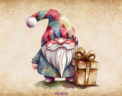 Christmas Gnome Stand Next to Gift Box