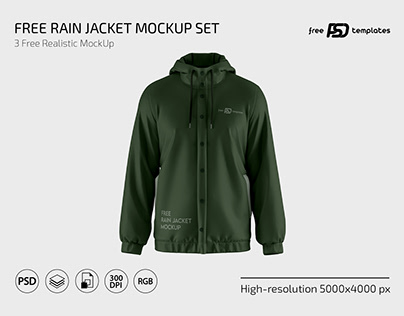 Free Rain Jacket PSD Mockup