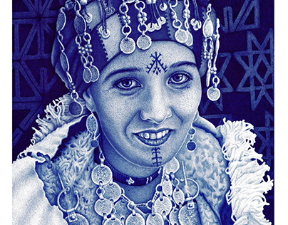 amazigh woman ballpoint pen portrait