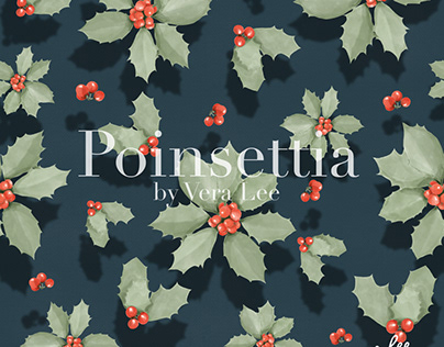 Poinsettia flower and winter red berries -02.2022