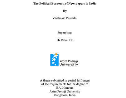 The Political Economy of Newspapers in India