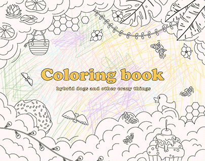 Crazy illustrations for coloring book