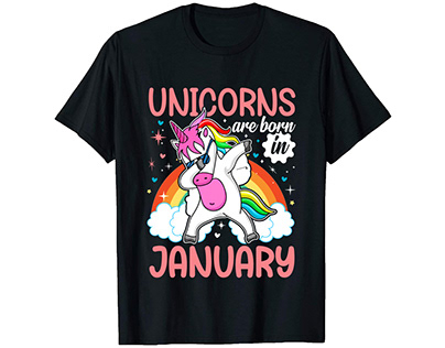 Unicorns are born in January-shirt Design