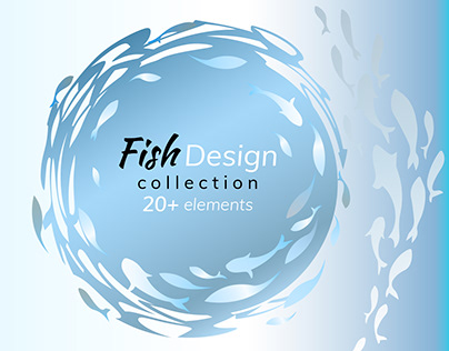 Fish design elements collection.