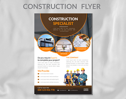 Construction flyer design template