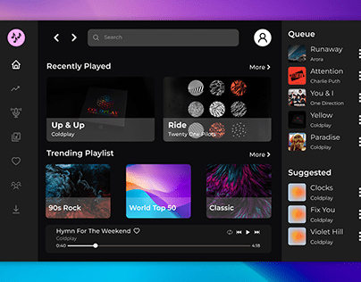 Music Player Dashboard UI