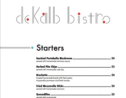 Dekalb Bistro menu design